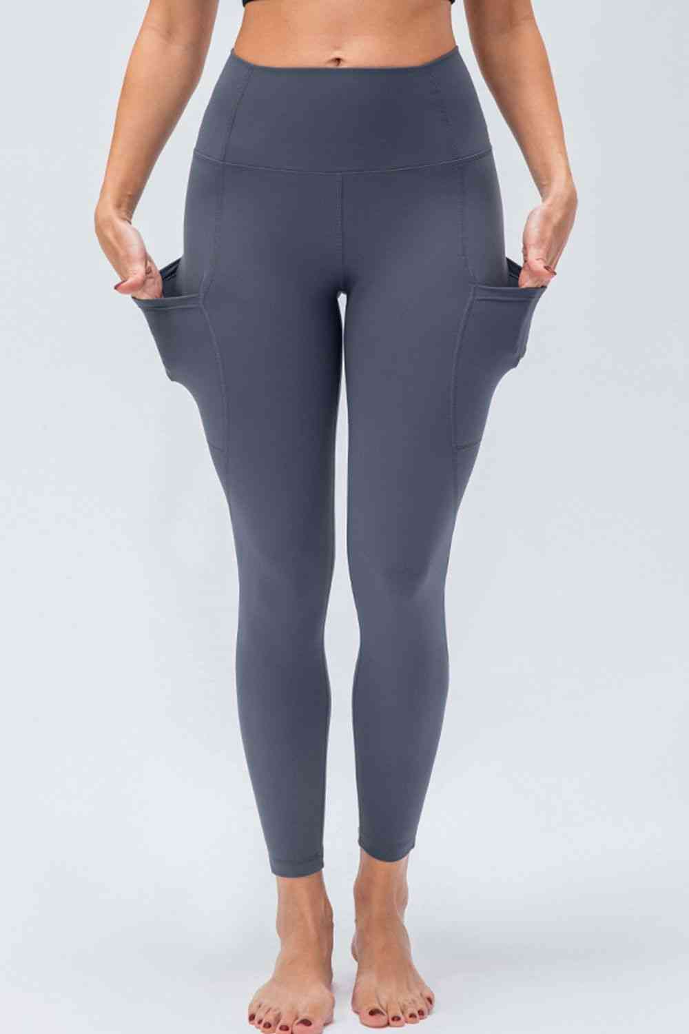 Breathable Wide Waistband Active Leggings with Pockets