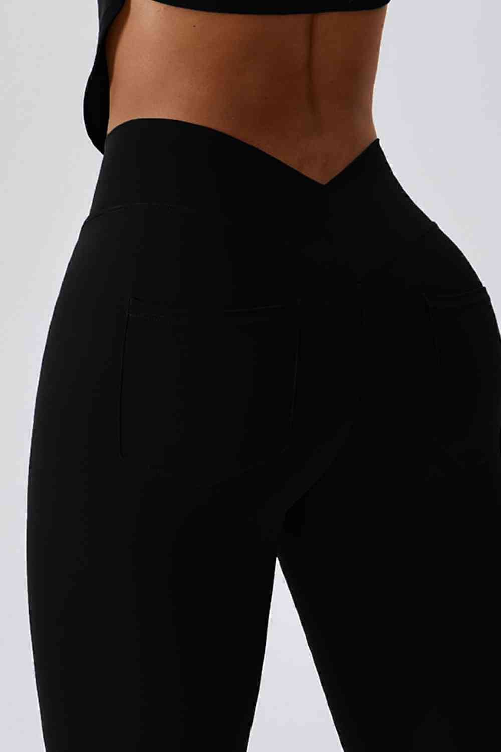 Wide Waistband Slim Fit Back Pocket Sports Leggings