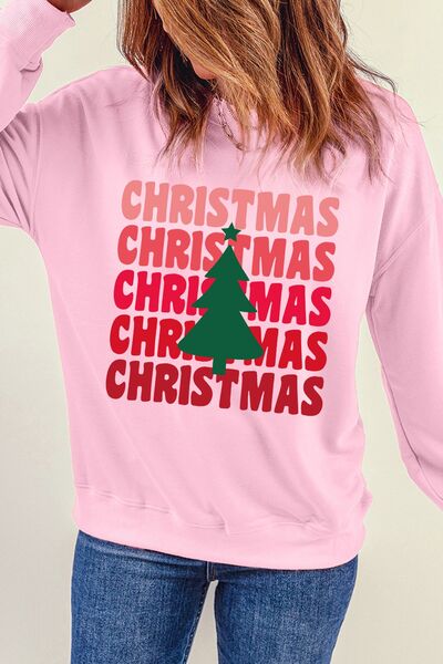 CHRISTMAS Round Neck Dropped Shoulder Sweatshirt